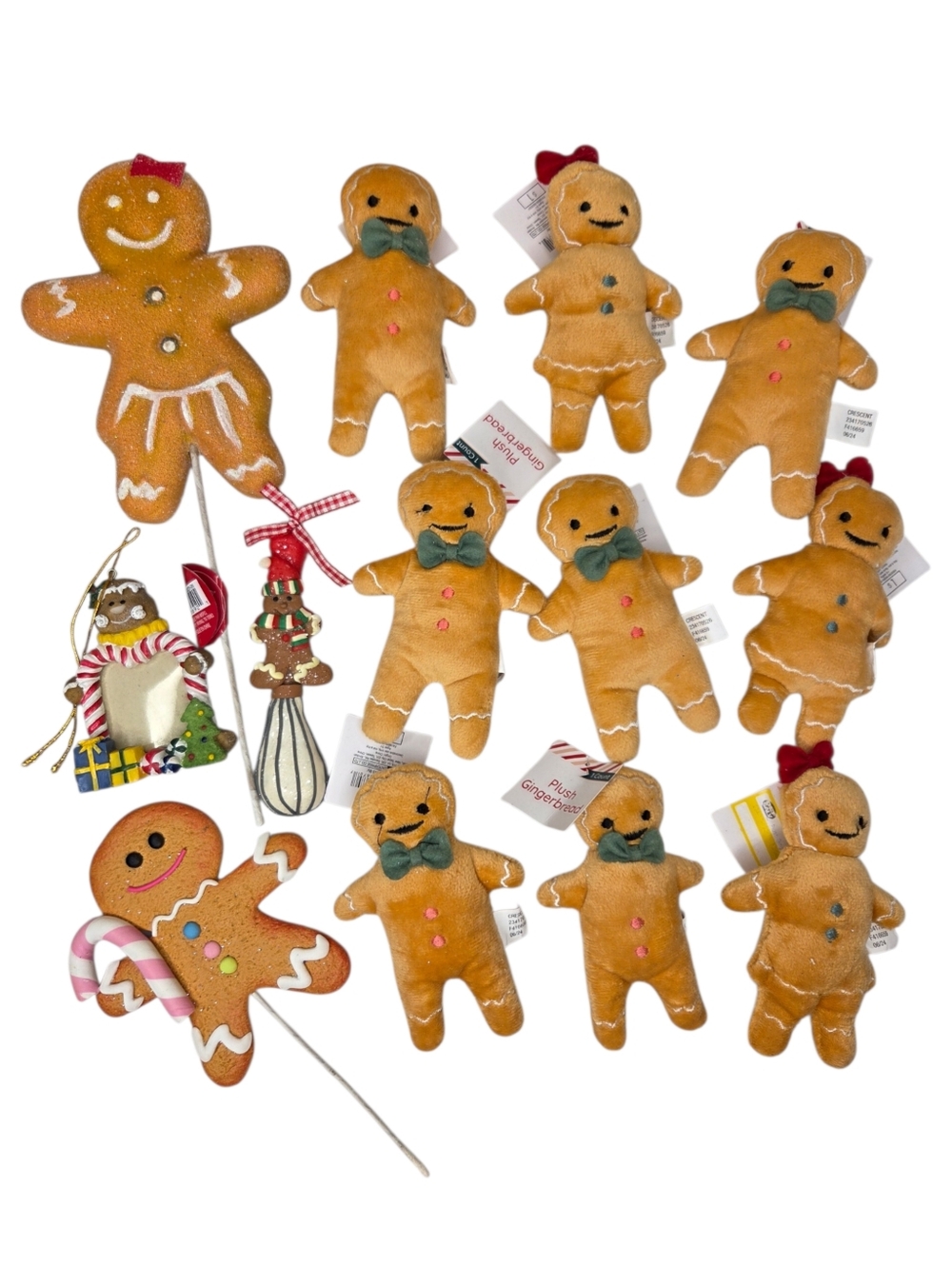 Gingerbread Plush Christmas Ornament Set And Floral Pick Set